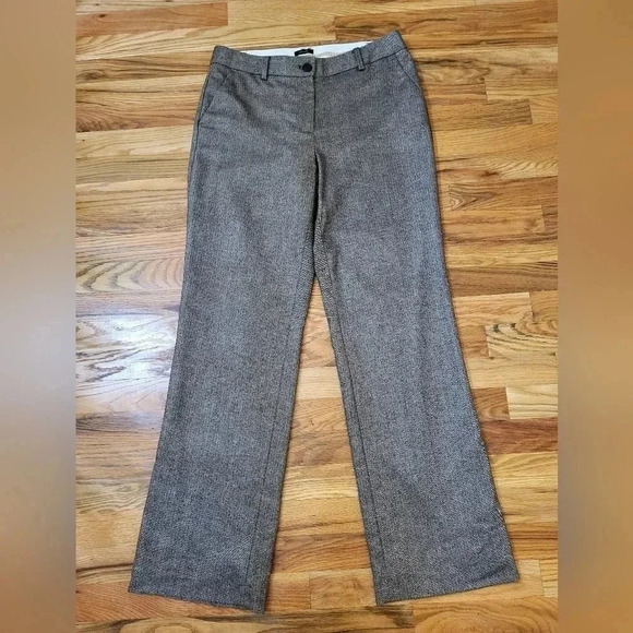 Talbots Wide Leg Wool Blend Flannel Neutral Academic Windsor Trouser Pants(6) - Picture 4 of 11